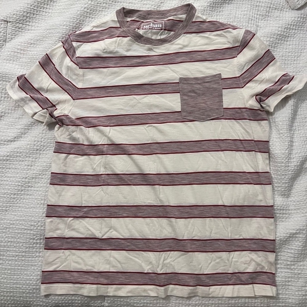 Men's Striped Shirt - Red and White